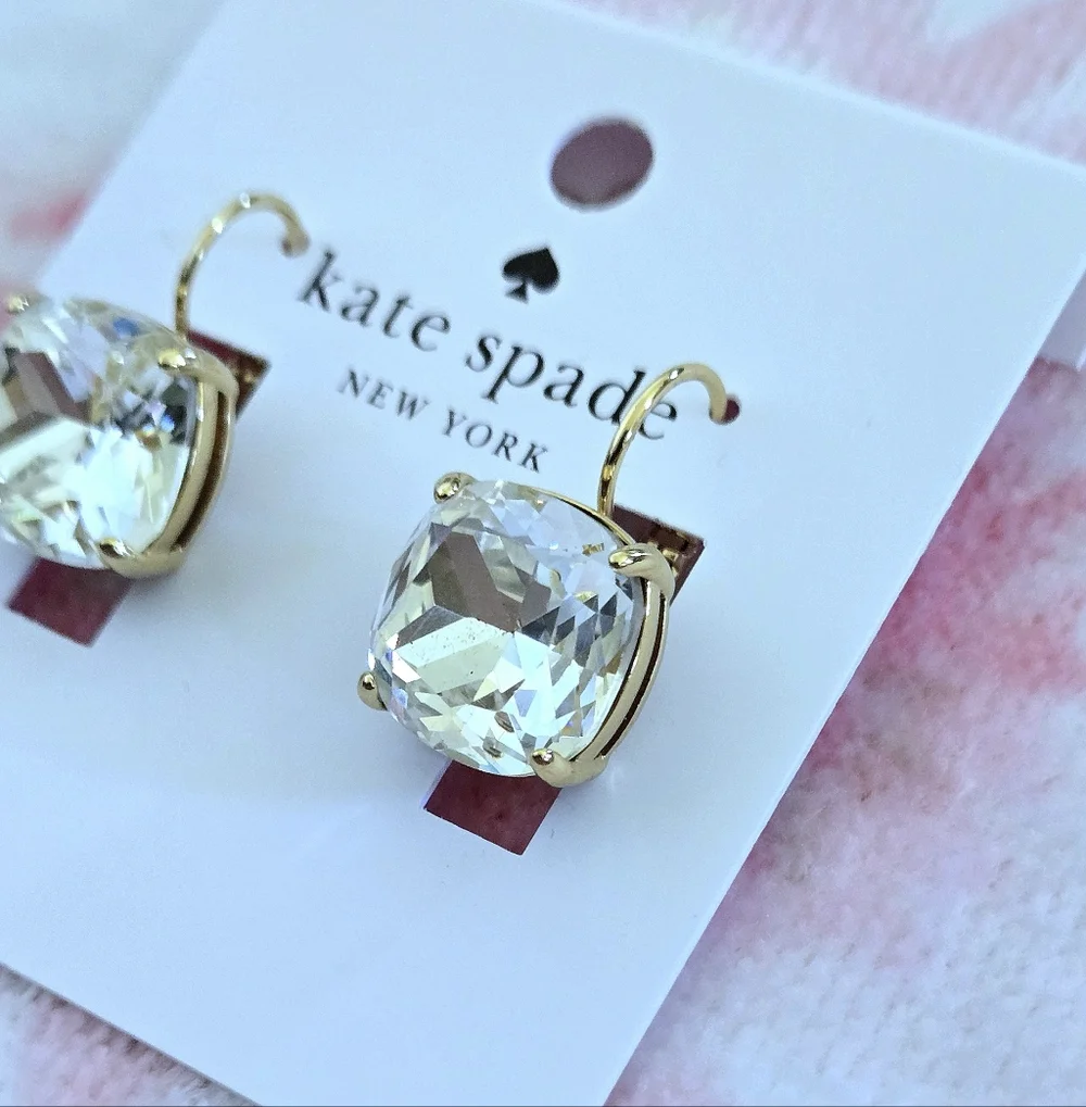 Kate Spade♠️ Clear Faceted Crystal💎 Cushion Earrings - Picture 4 of 16
